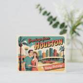Carte postale vintage Houston | Salutations de Hou (Debout devant)