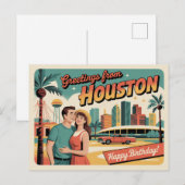 Carte postale vintage Houston | Salutations de Hou (Devant / Derrière)