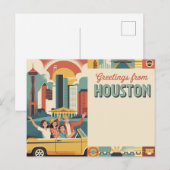 Carte postale vintage Houston | Salutations de Hou (Devant / Derrière)
