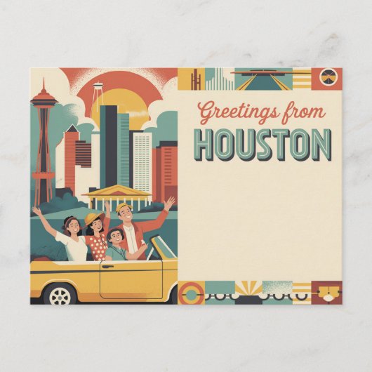 Carte postale vintage Houston | Salutations de Hou (Devant)