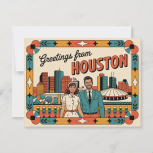 Carte postale vintage Houston Salutations de Hou