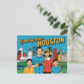 Carte postale vintage Houston | Salutations de Hou (Debout devant)
