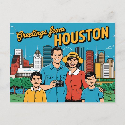 Carte postale vintage Houston | Salutations de Hou (Devant)