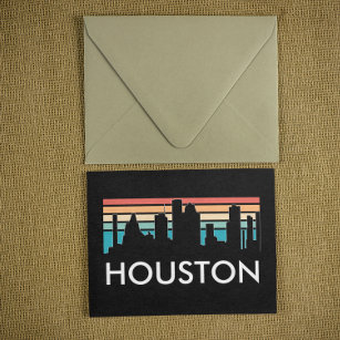 Carte Postale Vintage Houston Texas Sunset Skyline coloré