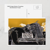 Carte postale Vintage Hudson Coupe Automobile 1938 (Devant / Derrière)