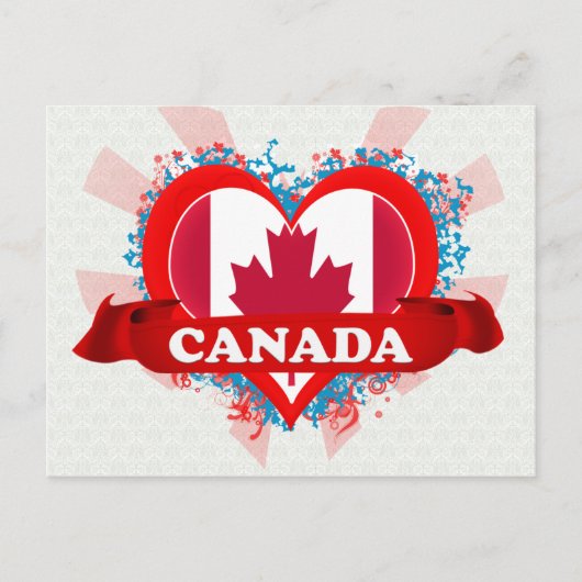 Carte Postale Vintage I Love Canada (Devant)