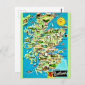 Carte postale Vintage illustrée en Écosse (Devant / Derrière)