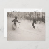 Carte Postale Vintage image de ski, Super poudre! (Devant / Derrière)