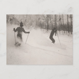 Carte Postale Vintage image de ski, Super poudre!