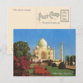 Carte Postale Vintage, Inde, Agra, Taj Mahal (Devant / Derrière)
