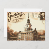 Carte postale vintage Independence Hall (Devant / Derrière)