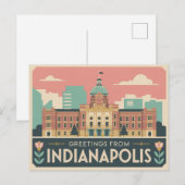 Carte postale vintage Indianapolis | Salutations d (Devant / Derrière)