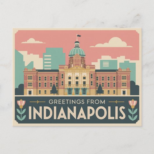 Carte postale vintage Indianapolis | Salutations d (Devant)