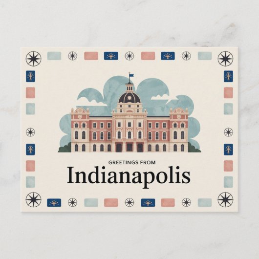 Carte postale vintage Indianapolis | Salutations d (Devant)
