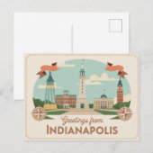 Carte postale vintage Indianapolis | Salutations d (Devant / Derrière)