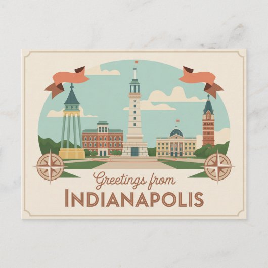 Carte postale vintage Indianapolis | Salutations d (Devant)