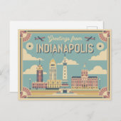 Carte postale vintage Indianapolis | Salutations d (Devant / Derrière)