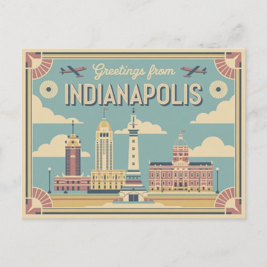 Carte postale vintage Indianapolis | Salutations d (Devant)