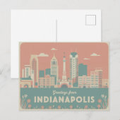 Carte postale vintage Indianapolis | Salutations d (Devant / Derrière)