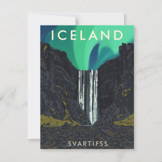 Carte Postale Vintage Islande Svartifoss Cascade Aurora Voyage
