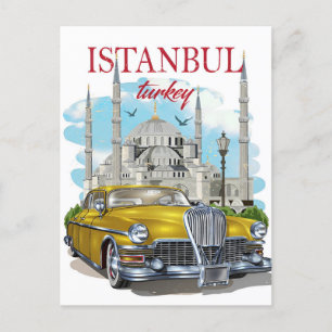 Carte Postale Vintage istanbul Tower Turquie Aquarelle de voyage