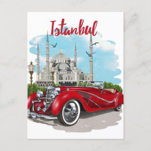 Carte Postale Vintage istanbul Tower Turquie Aquarelle de voyage
