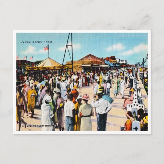 Carte Postale Vintage Jacksonville Beach, Floride Travel (Devant)