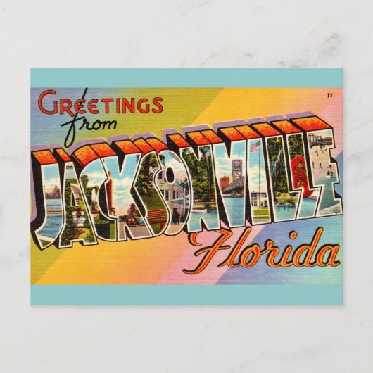 Carte Postale Vintage Jacksonville Floride (Devant)