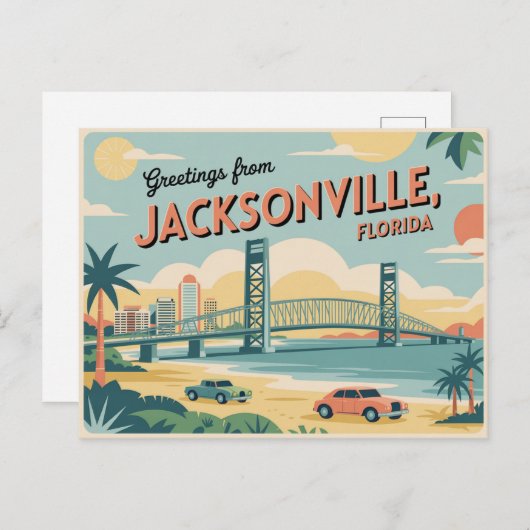 Carte postale vintage Jacksonville | Salutations d (Devant / Derrière)
