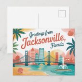 Carte postale vintage Jacksonville | Salutations d (Devant / Derrière)