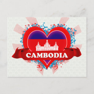 Carte Postale Vintage J'aime le Cambodge