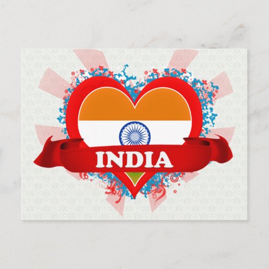 Carte Postale Vintage J'aime l'Inde (Devant)