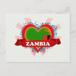 Carte Postale Vintage J'aime Zambie