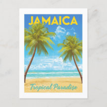 Vintage Jamaïque Tropical Paradise Palm Tree Beach