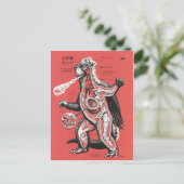 Carte postale vintage japonais Cutaway Monster (Debout devant)