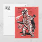 Carte postale vintage japonais Cutaway Monster (Devant / Derrière)