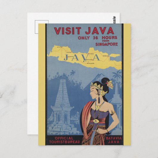 Carte Postale Vintage Java Indonésie Voyage (Devant / Derrière)
