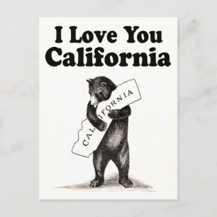 Carte Postale Vintage Je t'aime Ours d'État de Californie