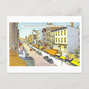 Carte Postale Vintage Jersey City, New Jersey, Downtown View