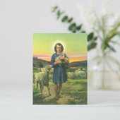 Carte Postale Vintage Jésus Christ berger avec agneau de bébé (Debout devant)