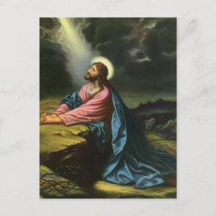Carte Postale Vintage Jésus Christ prier, Jardin de Gethsémani