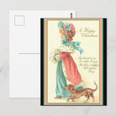 Carte Postale Vintage Jeune Dame & Dachshund Noël (copie) (Devant / Derrière)
