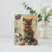 Carte Postale Vintage Joli gingembre Kitten Collage (Debout devant)
