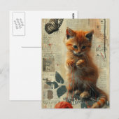 Carte Postale Vintage Joli gingembre Kitten Collage (Devant / Derrière)