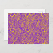 Carte Postale Vintage joli motif fleuri jaune violet (Devant / Derrière)