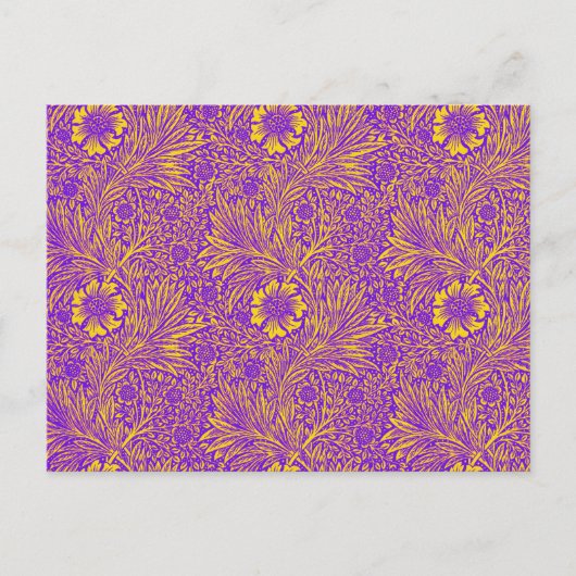 Carte Postale Vintage joli motif fleuri jaune violet (Devant)