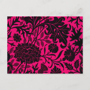 Carte Postale Vintage joli motif floral noir sur le néon