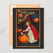 Carte postale vintage Jolly Halloween Witch (Devant / Derrière)