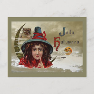 Carte postale vintage Jolly Halloween Witch