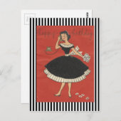 Carte Postale Vintage Joyeuse fille d'anniversaire (Devant / Derrière)